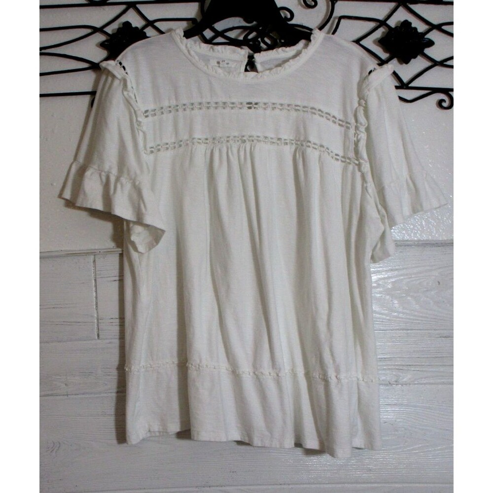 Maurices Women's Knit Top Size 2X Short Sleeve White Round Neck